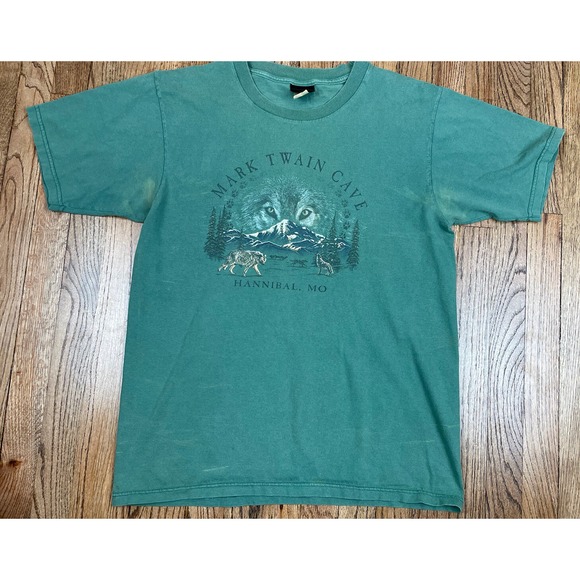Prarie Mountain Other - Vintage Mark Twain Cave Wolf Print Hannibal Missouri T Shirt Men's Sz Large